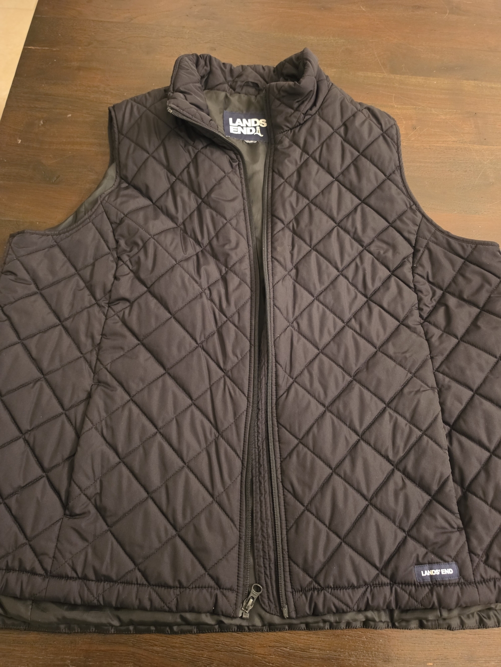 Lands' End Quilted Black Vest